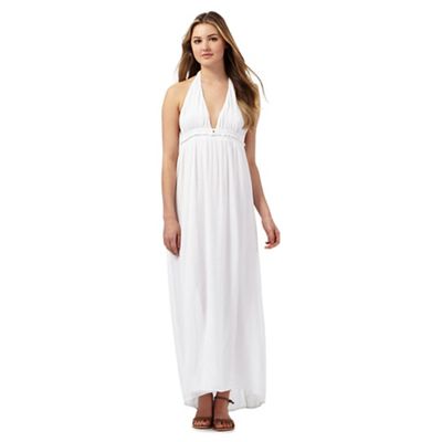 White textured Grecian maxi dress